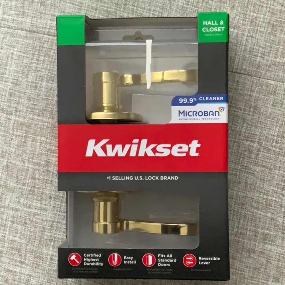 Gold in color doorhandles